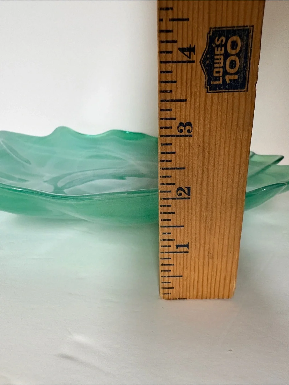Pier 1 Seafoam Green Swirl Ruffled Art Glass Bowl